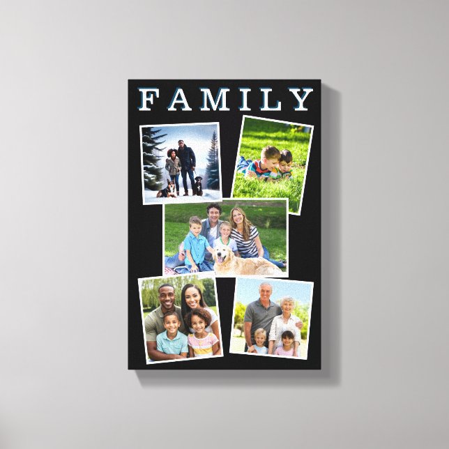 Family Photos Collage Gallery Five Photo Modern Canvas Print (Front)
