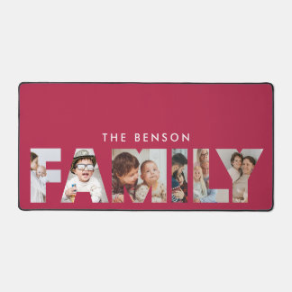 Family Photos Collage Home Office Decor Magenta Desk Mat