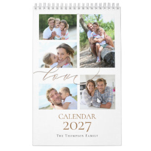 Family Photos Collage Love Script 2027 Calendar