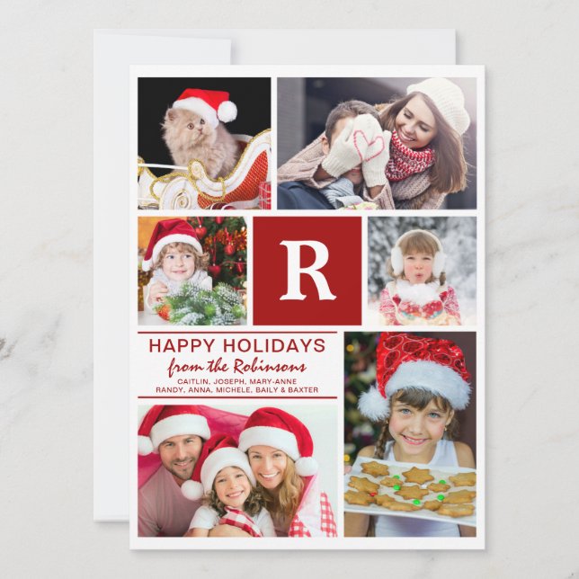 Family Photos DYI Christmas or New Year Holiday Card (Front)