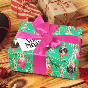 Family Photos   Kitschy Christmas Ornament Wrapping Paper