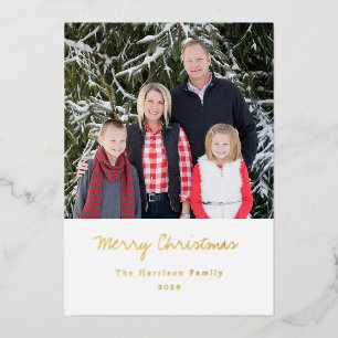 Family Photos Merry Christmas Elegant Modern Foil Holiday Card