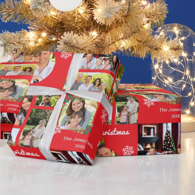 Family Photos Merry Christmas Personalised Wrapping Paper (Holidays)