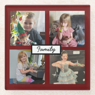 Family Photos Personalised   Glass Coaster