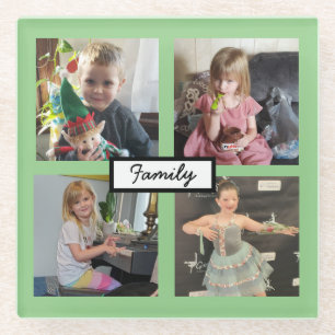 Family Photos Personalised   Glass Coaster