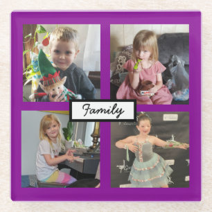 Family Photos Personalised Glass Coaster