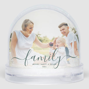 Family Photos Script Christmas Keepsake Custom Snowglobe