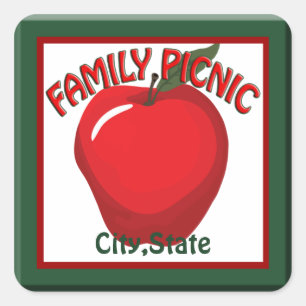 Family Picnic Apple Name Tag Sticker