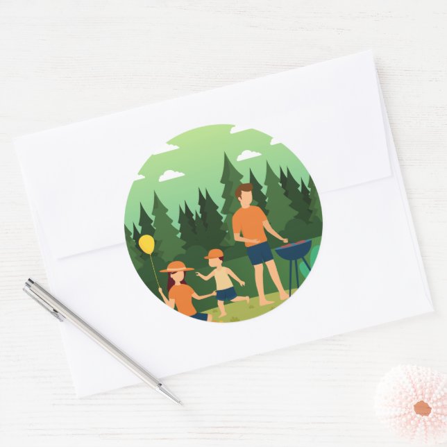 FAMILY PICNIC CLASSIC ROUND STICKER (Envelope)