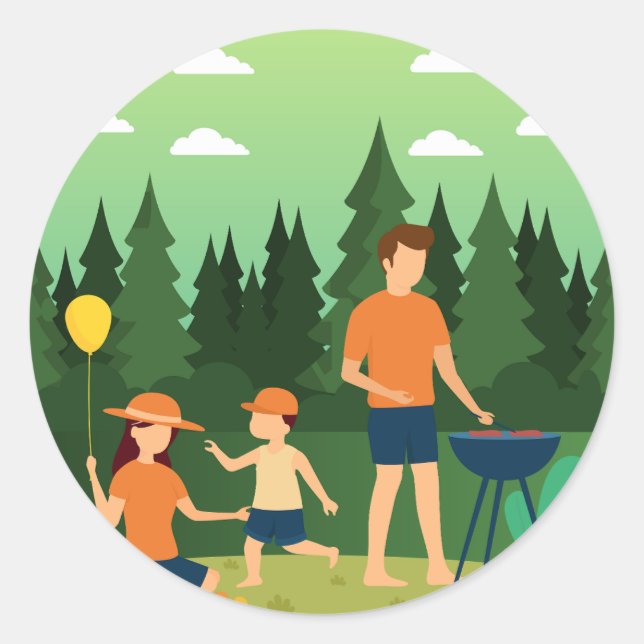 FAMILY PICNIC CLASSIC ROUND STICKER (Front)