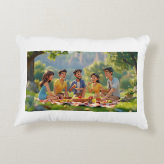 Family Picnic Point Design Pellow Decorative Cushion