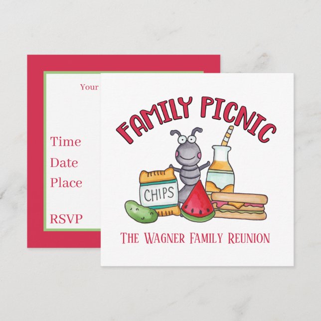 family picnic reunion add text  card (Front/Back)