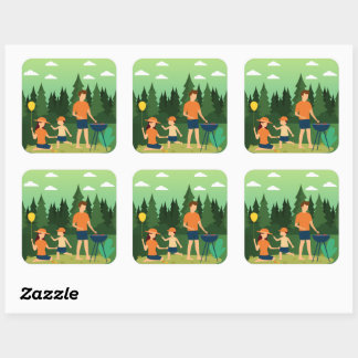 FAMILY PICNIC SQUARE STICKER