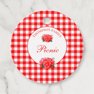 Family Picnic Summer Party Gingham Favour Tags