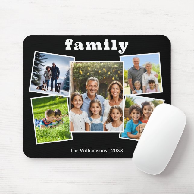 Family Picture Gallery 5 Photos Modern Collage Mouse Mat (With Mouse)