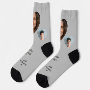 Family Picture Heart Name Love Photo Socks