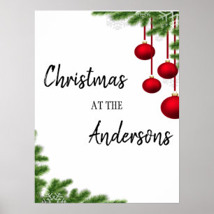 family pine frame Christmas ornaments holidays Poster