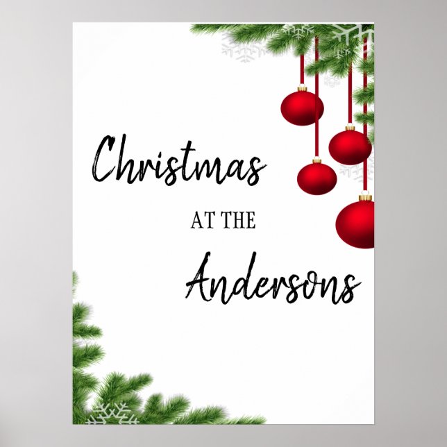 family pine frame Christmas ornaments holidays Poster (Front)