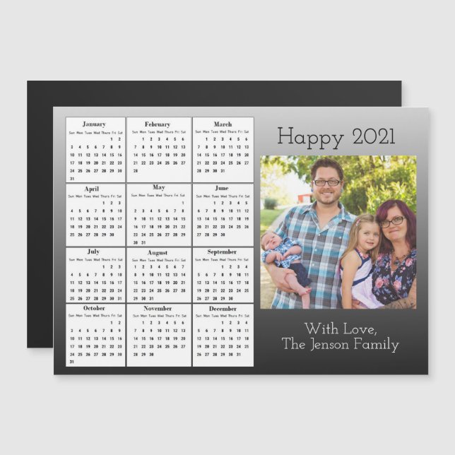 Family Portrait Mini 2021 Calendar Magnetic Invitation (Front/Back)