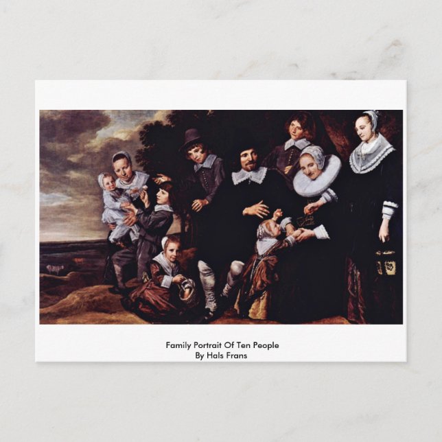 Family Portrait Of Ten People By Hals Frans Postcard (Front)
