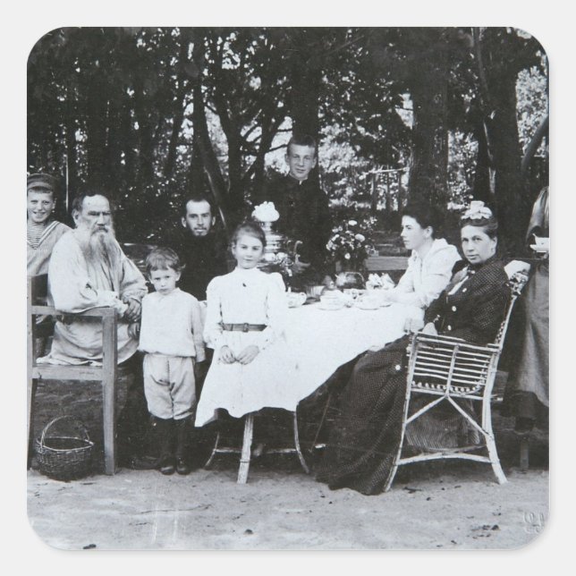 Family portrait of the author Leo N. Tolstoy Square Sticker (Front)