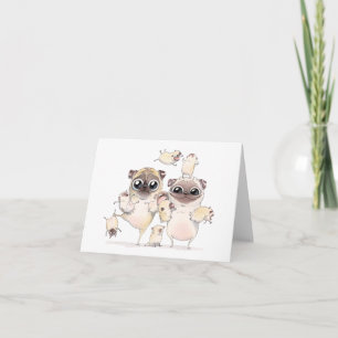 Family Portrait Pug Card