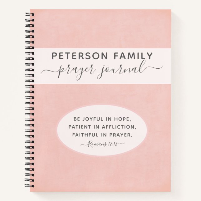 Family Prayer Journal personalised blush notebook (Front)