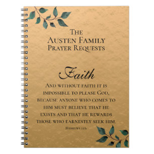Family Prayer Request Faith Scripture Gold Notebook