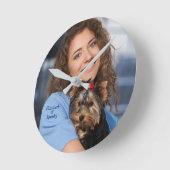 Family Puppy Dog Mum Pets Photo Personalise  Round Clock (Angle)