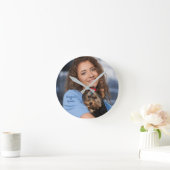 Family Puppy Dog Mum Pets Photo Personalise  Round Clock (Home)