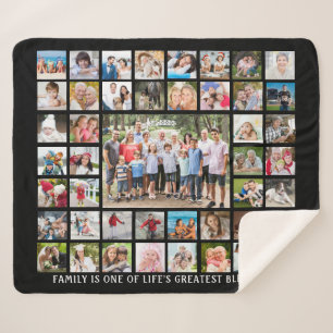 Family Quote 45 Photo Collage Personalised Sherpa Blanket