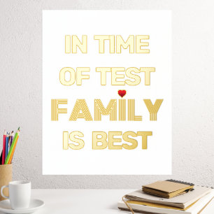 Family quote and red heart white gold foil prints