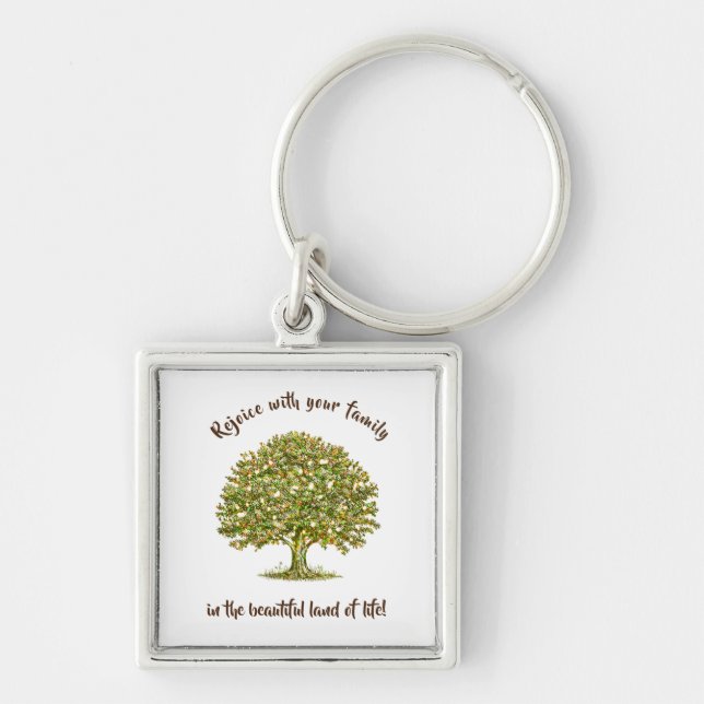 Family quote father day gift, family tree mum gift key ring (Front)