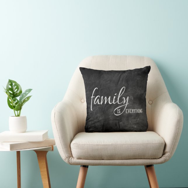 Family Quote On Black Leather Cushion (Chair)