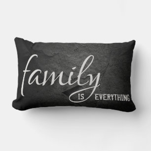 Family quote on black slate stone lumbar cushion