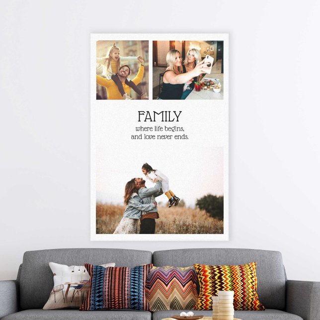 Family Quote Photo Collage Modern Personalised Canvas Print (Creator Uploaded)