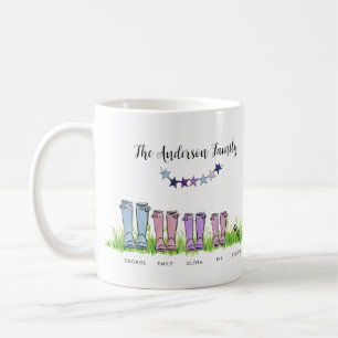 Family rain boot personalised elegant gift  coffee mug
