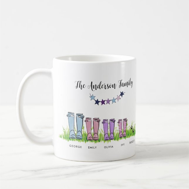 Family rain boot personalised elegant gift  coffee mug (Left)