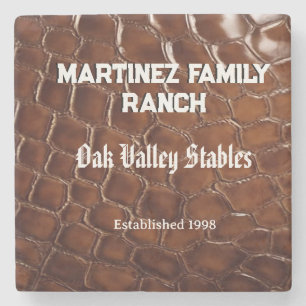 Family Ranch Faux Crocodile Leather Stone Coaster