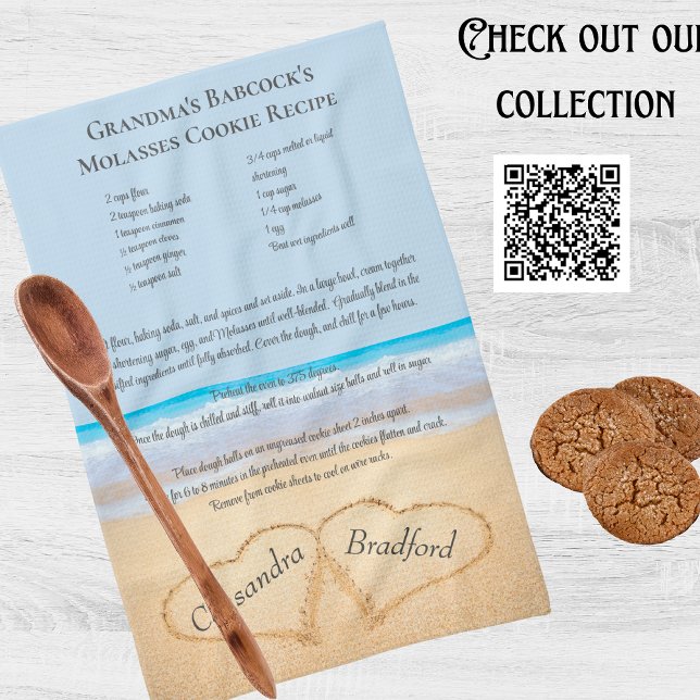 Family Recipe Bride Heart Blue Beach Wedding Tea Tea Towel (Creator Uploaded)