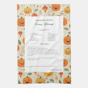 Family Recipe Heirloom Halloween Pattern  Tea Towel