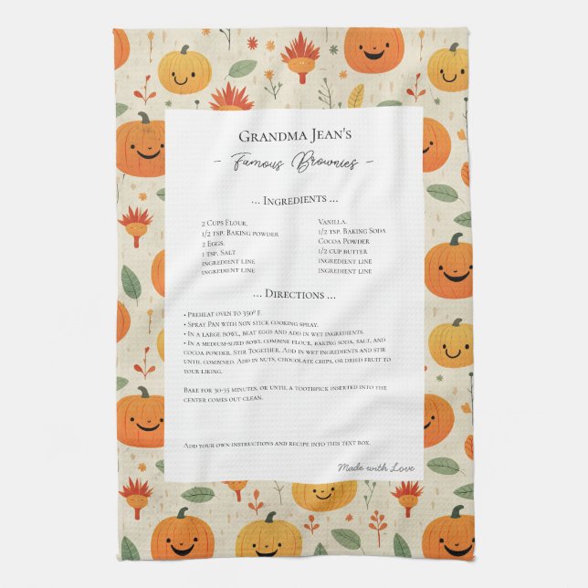 Family Recipe Heirloom Halloween Pattern  Tea Towel (Vertical)