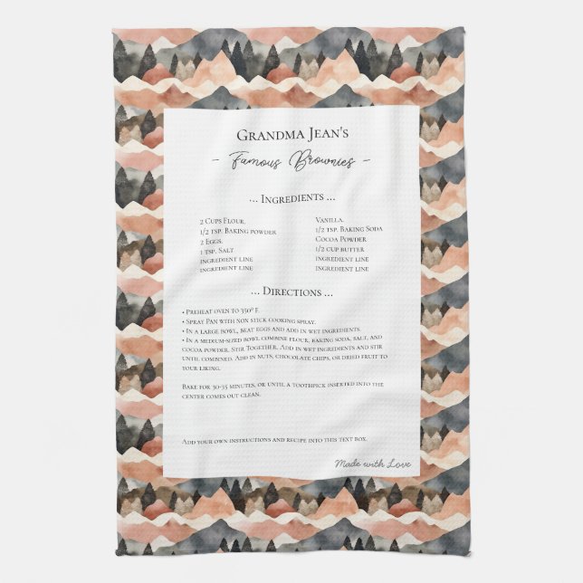 Family Recipe Heirloom Mountain Range Tea Towel (Vertical)