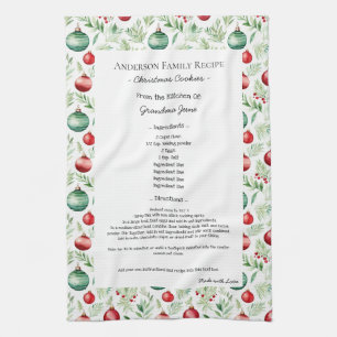Family Recipe Heirloom Text Christmas Ornament Tea Towel