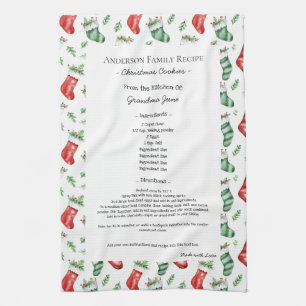 Family Recipe Heirloom Text Christmas Stocking Tea Towel