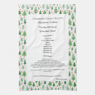 Family Recipe Heirloom Text Christmas Tea Towel