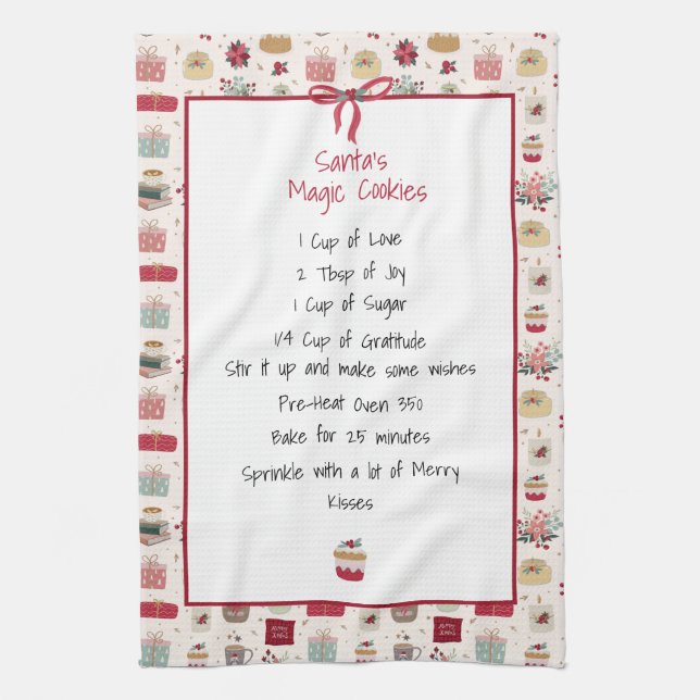 Family Recipe Keepsake Christmas  Tea Towel (Vertical)