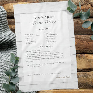 Family Recipe Keepsake Heirloom Wood Tea Towel