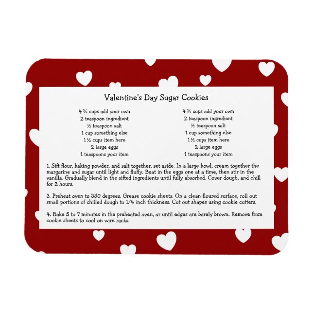 Family Recipe Keepsake Valentines Day Magnet (Horizontal)