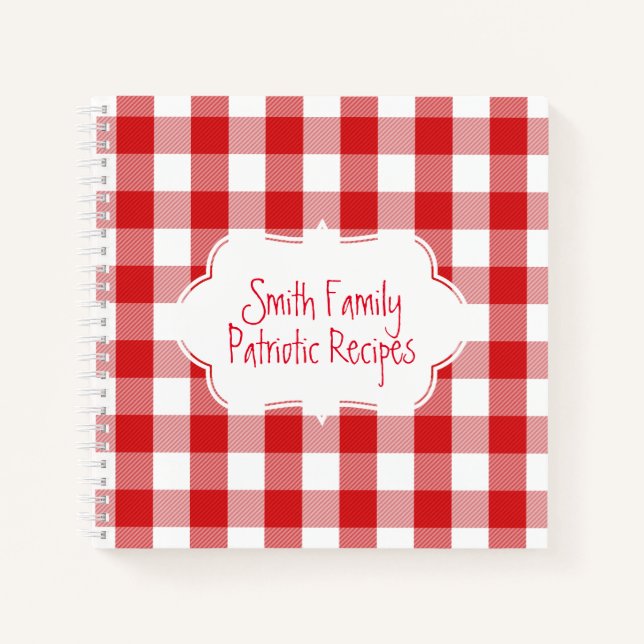 Family Recipe Red and White Buffalo Plaid Notebook (Front)